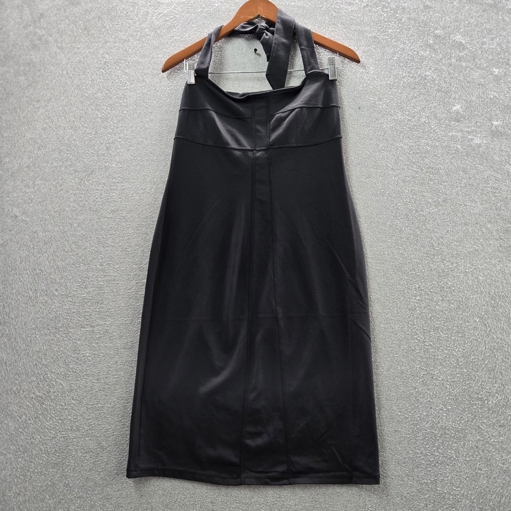 Athleta Women Dress 10 Black Nylon Spandex Sheath Activewear Sizzle Halter